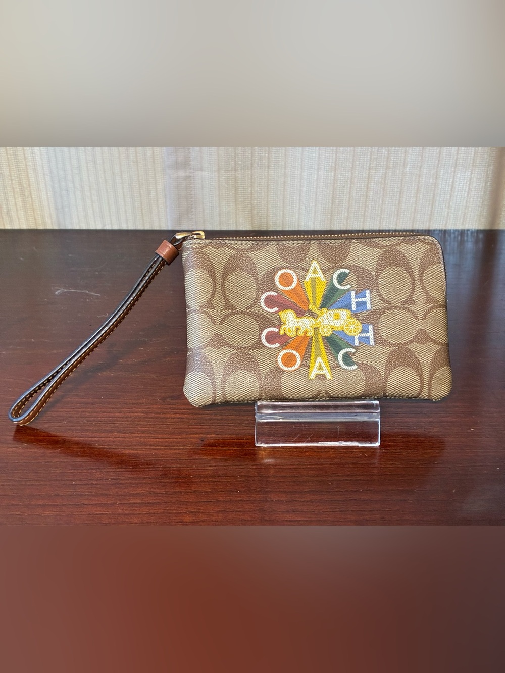 Coach Signature Rainbow Wristlet